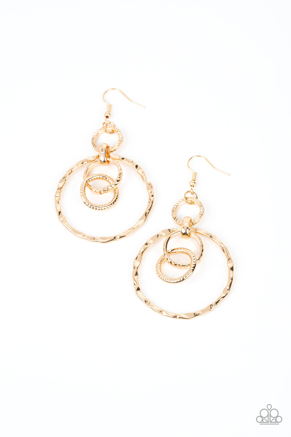 Twisted Temptation - Gold Circle Fishhook Earrings