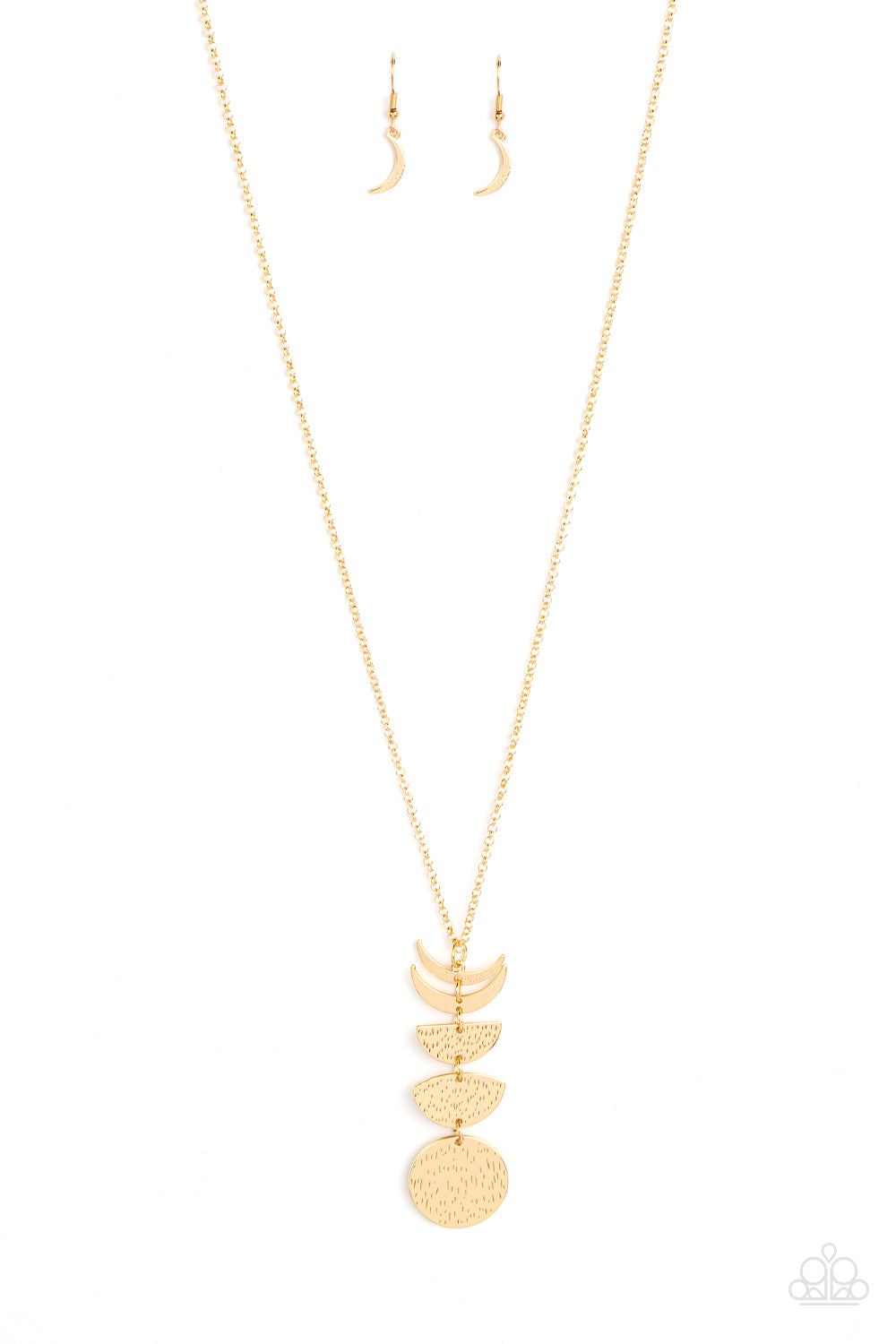 Phase Out - Gold Moon Phases Pendant Long Necklace