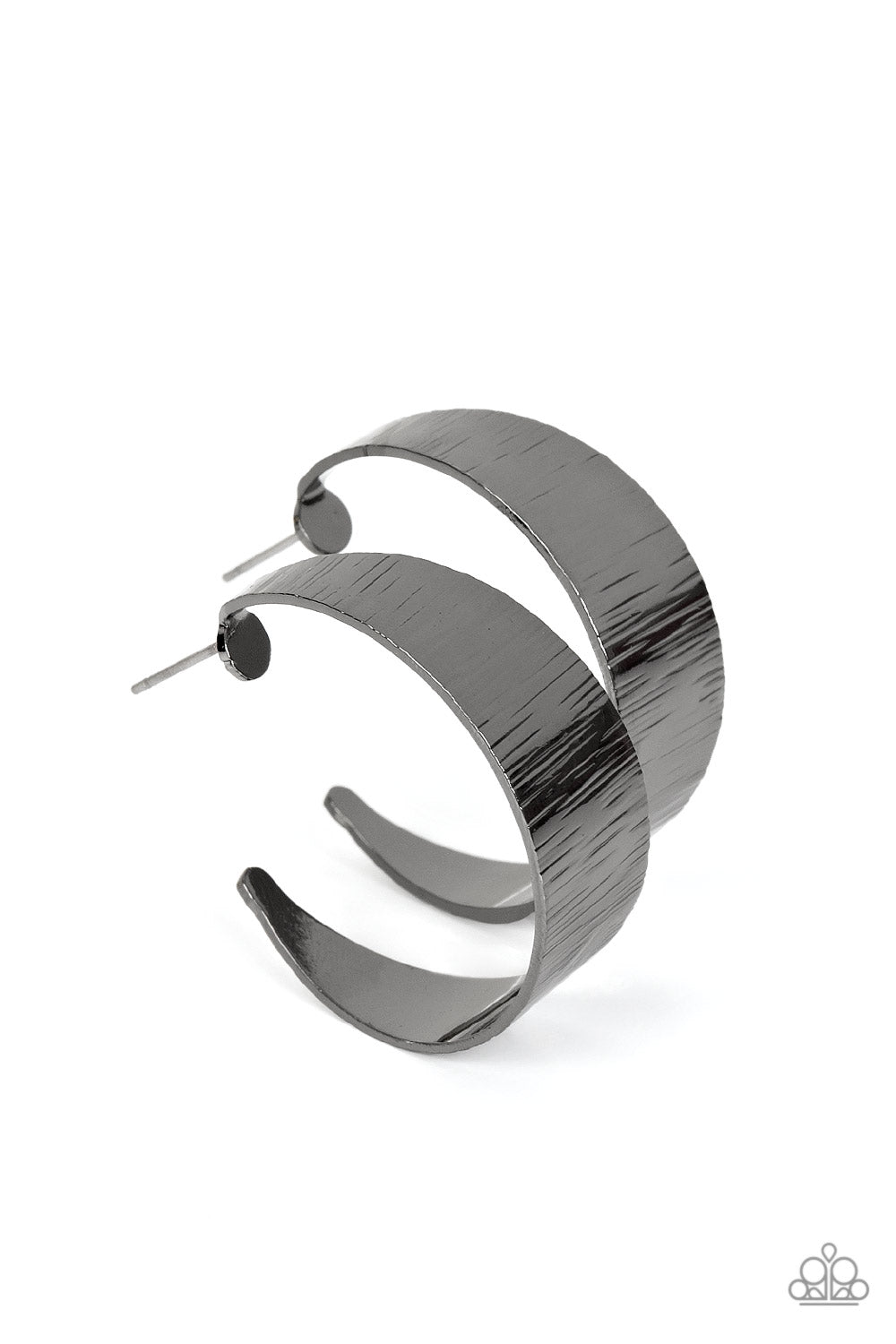 Lecture on Texture - Black Gunmetal Hoop Post Earrings