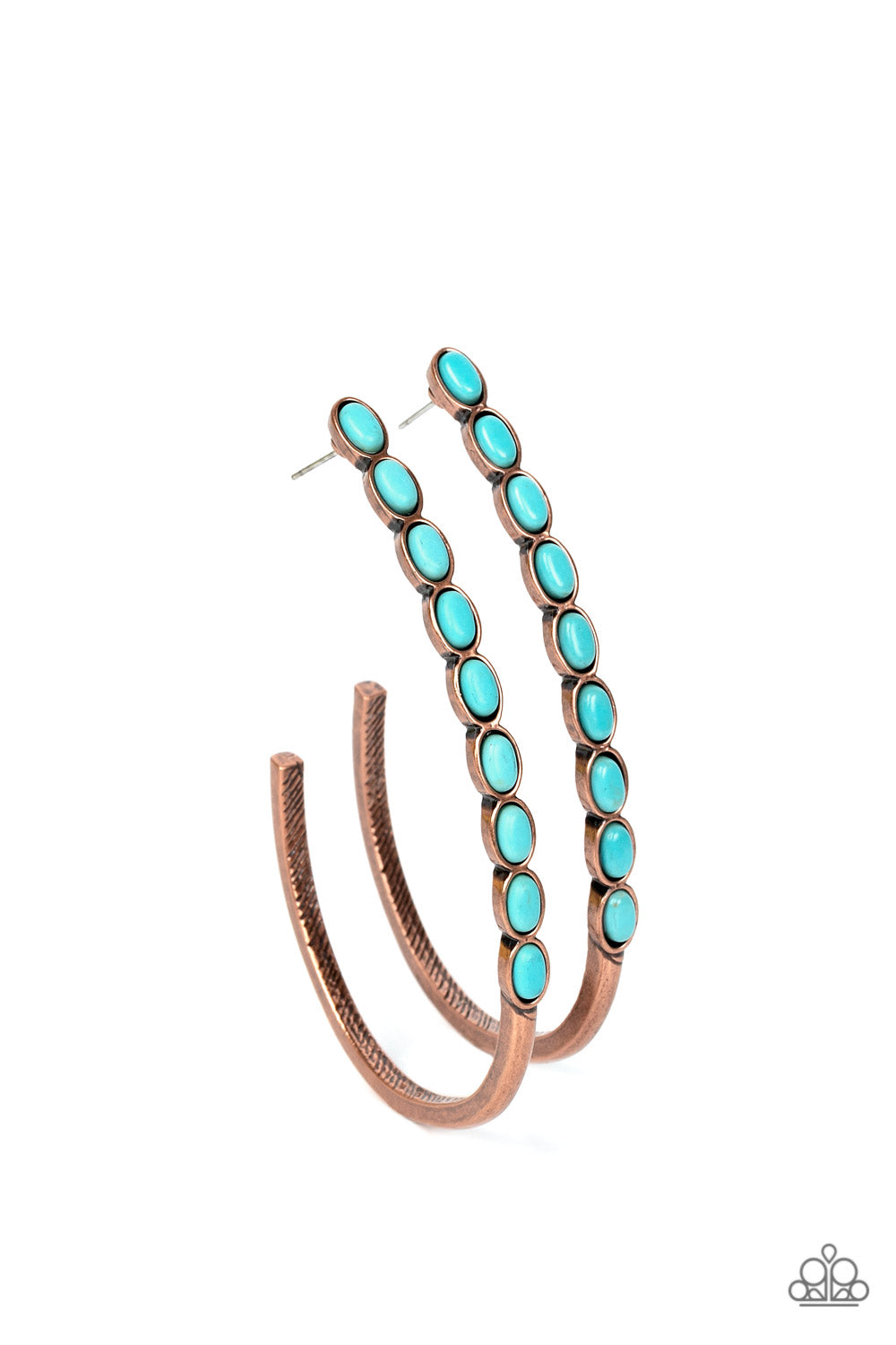 Artisan Soul - Copper Turquoise Stone J Hoop Earrings