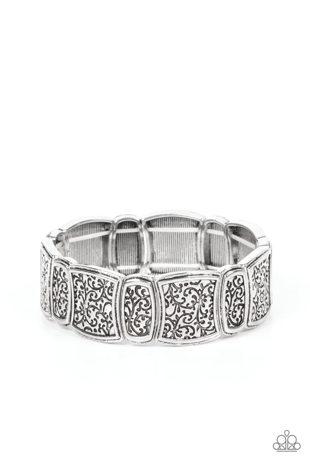 Wine Country - Silver Vine Pattern Stretch Bracelet