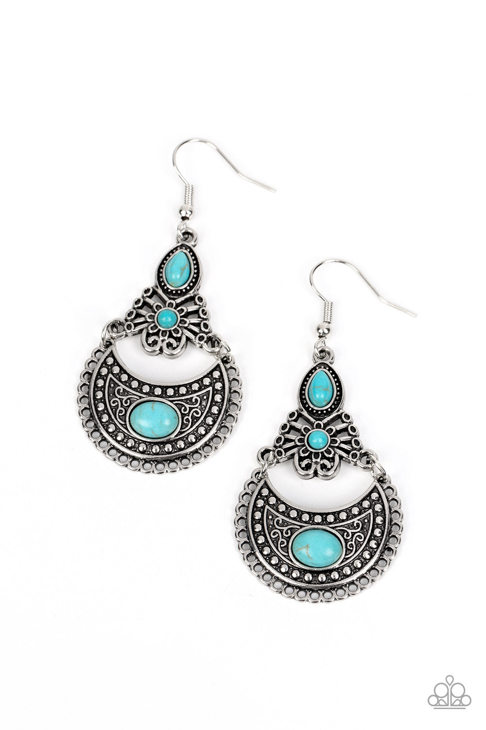Sahara Samba - Blue Turquoise Silver Fishhook Earrings