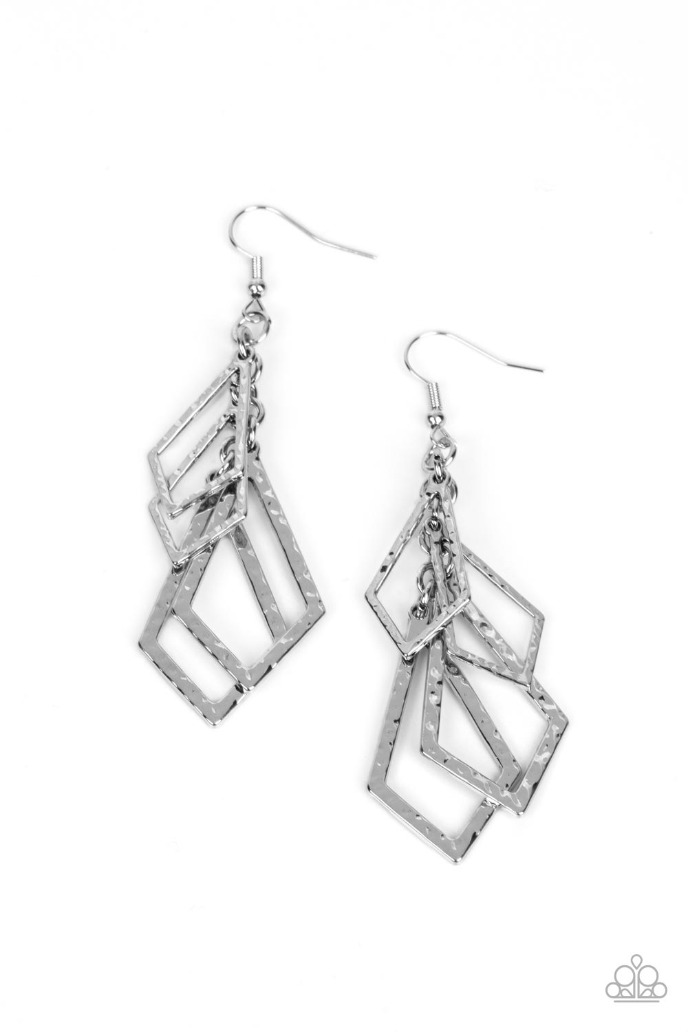 Totally TERRA-ific - Silver Hematite Rhinestone Silver Geometric Fishhook Earrings