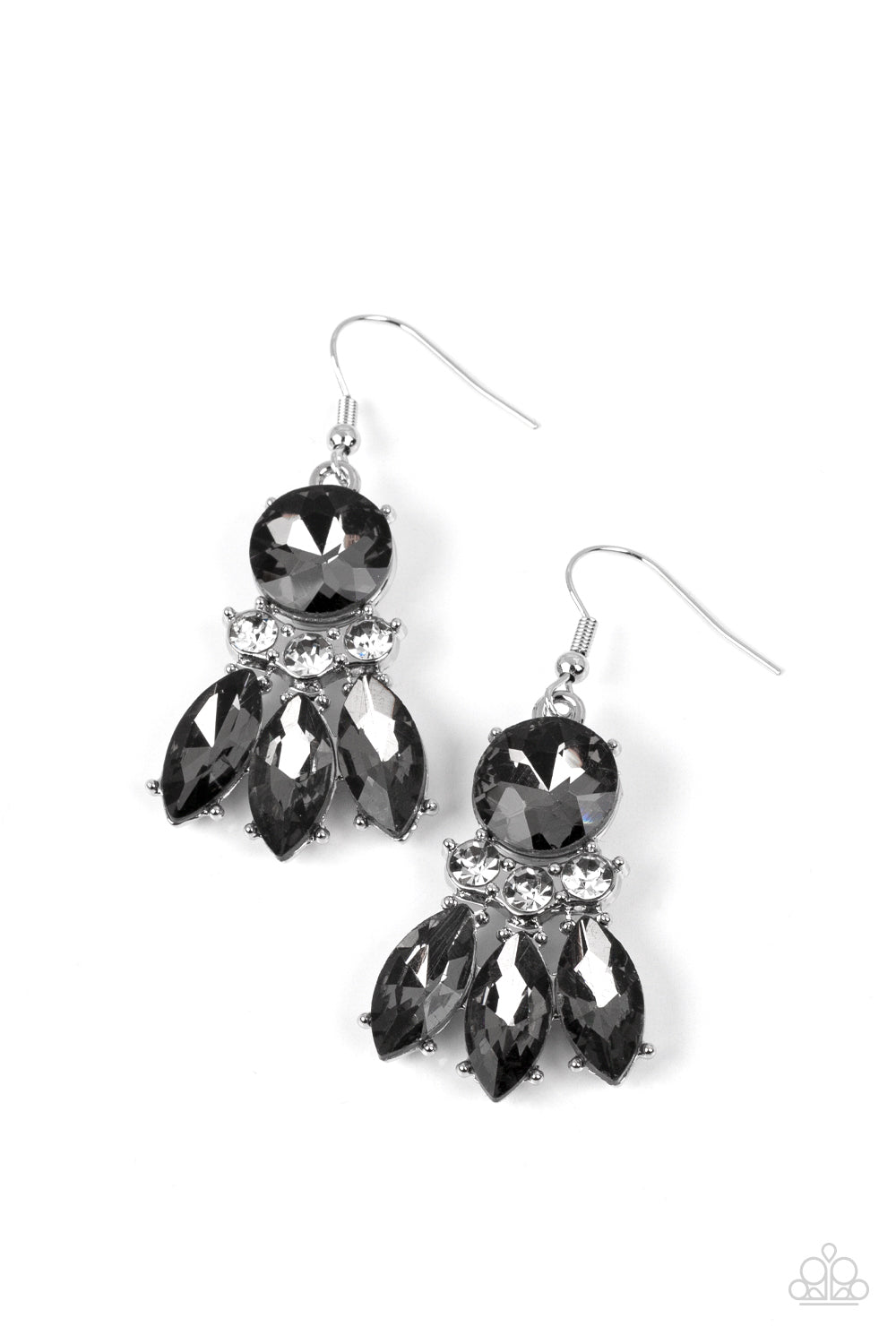 To have and to SPARKLE - Silver Smoky Gray Gem Fishhook Earrings