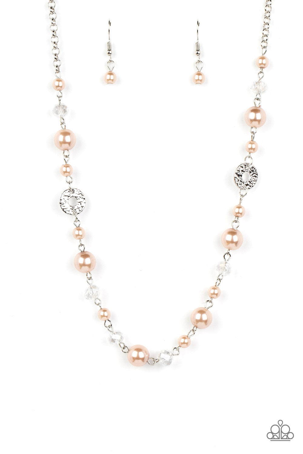 Traditional Transcendence - Brown Pearl Silver Short Necklace