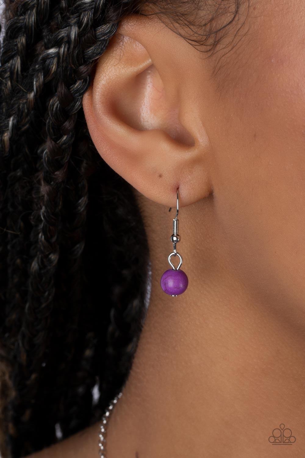 Wild Prairies - Purple Stone Silver Floral Short Necklace