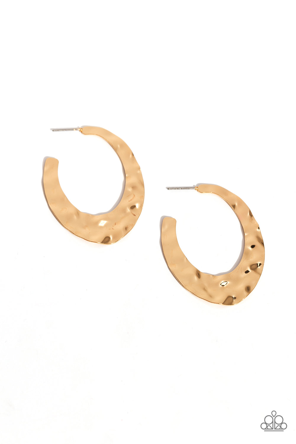 Make a Ripple - Gold Wavy Hoop Post Earrings