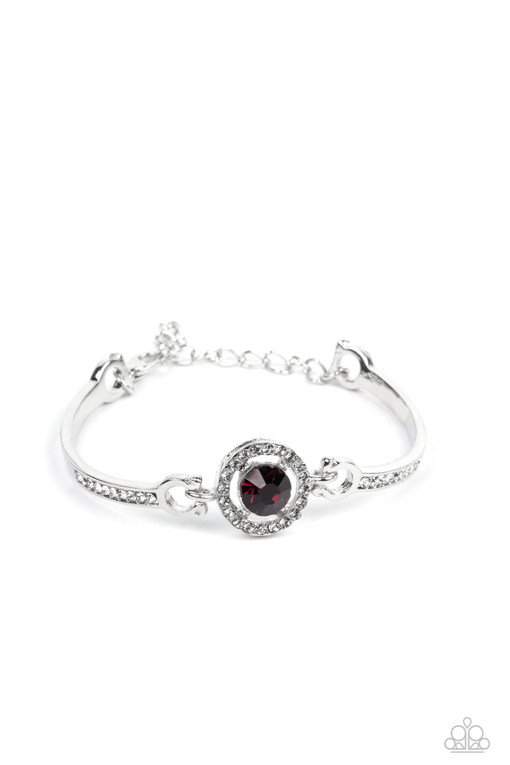 Focused and Fabulous - Purple and White Rhinestone Silver Clasp Bracelet