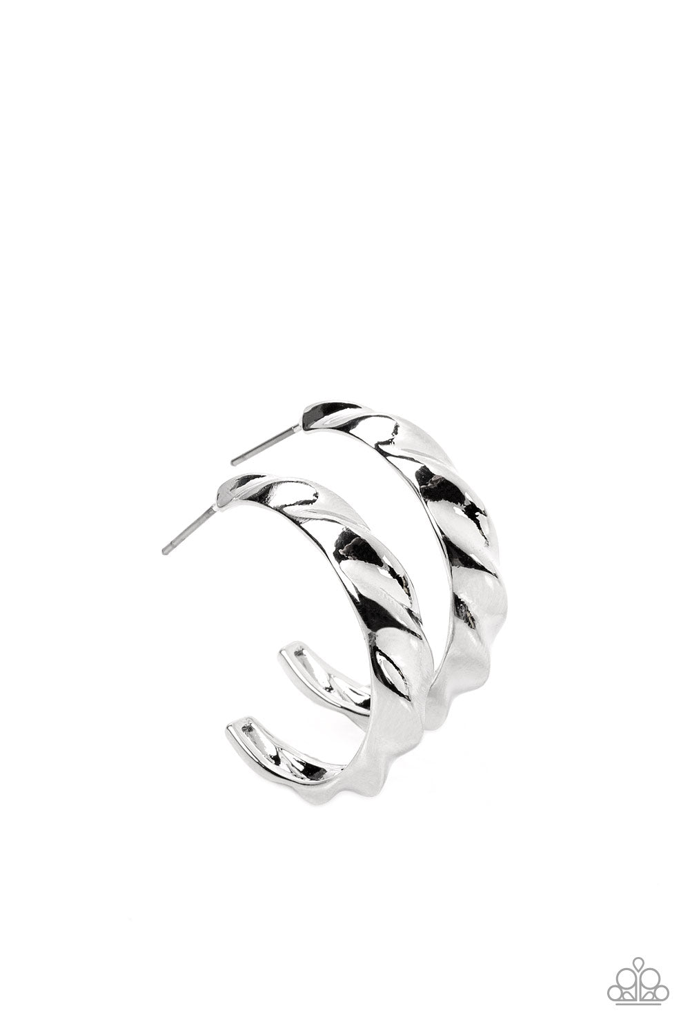 HOOP it Up - Silver Twisted Hoop Post Earrings