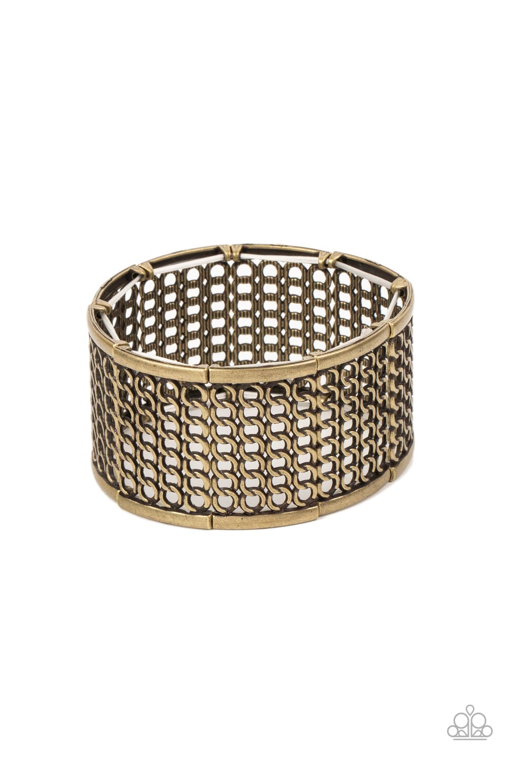 Camelot Couture - Brass Mesh Link Stretchy Bracelet