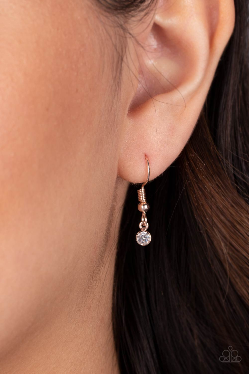 Effulgently Engaged - Rose Gold Dainty White Heart Rhinestone Short Necklace