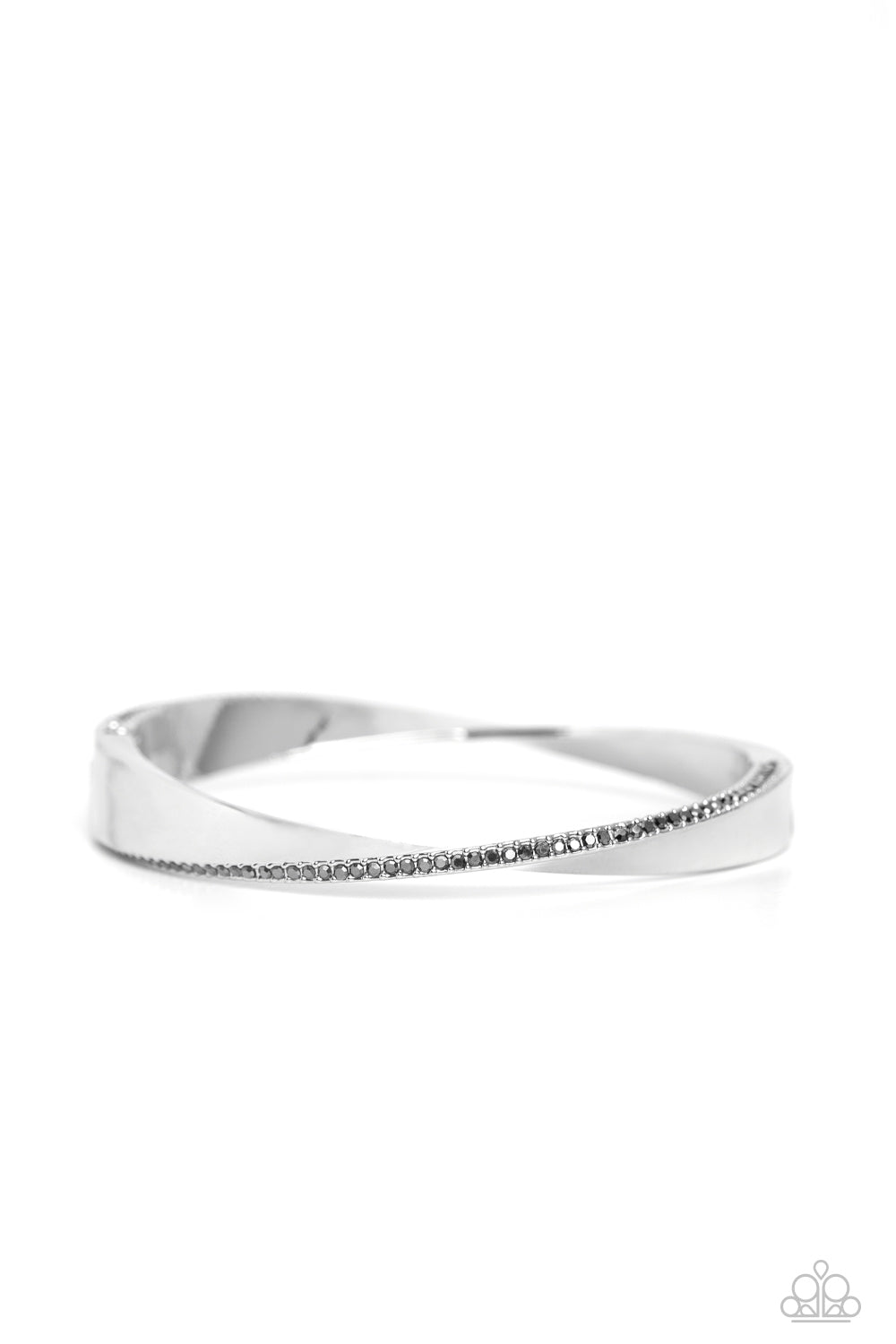 Artistically Adorned - Hematite Silver Hinged Bracelet