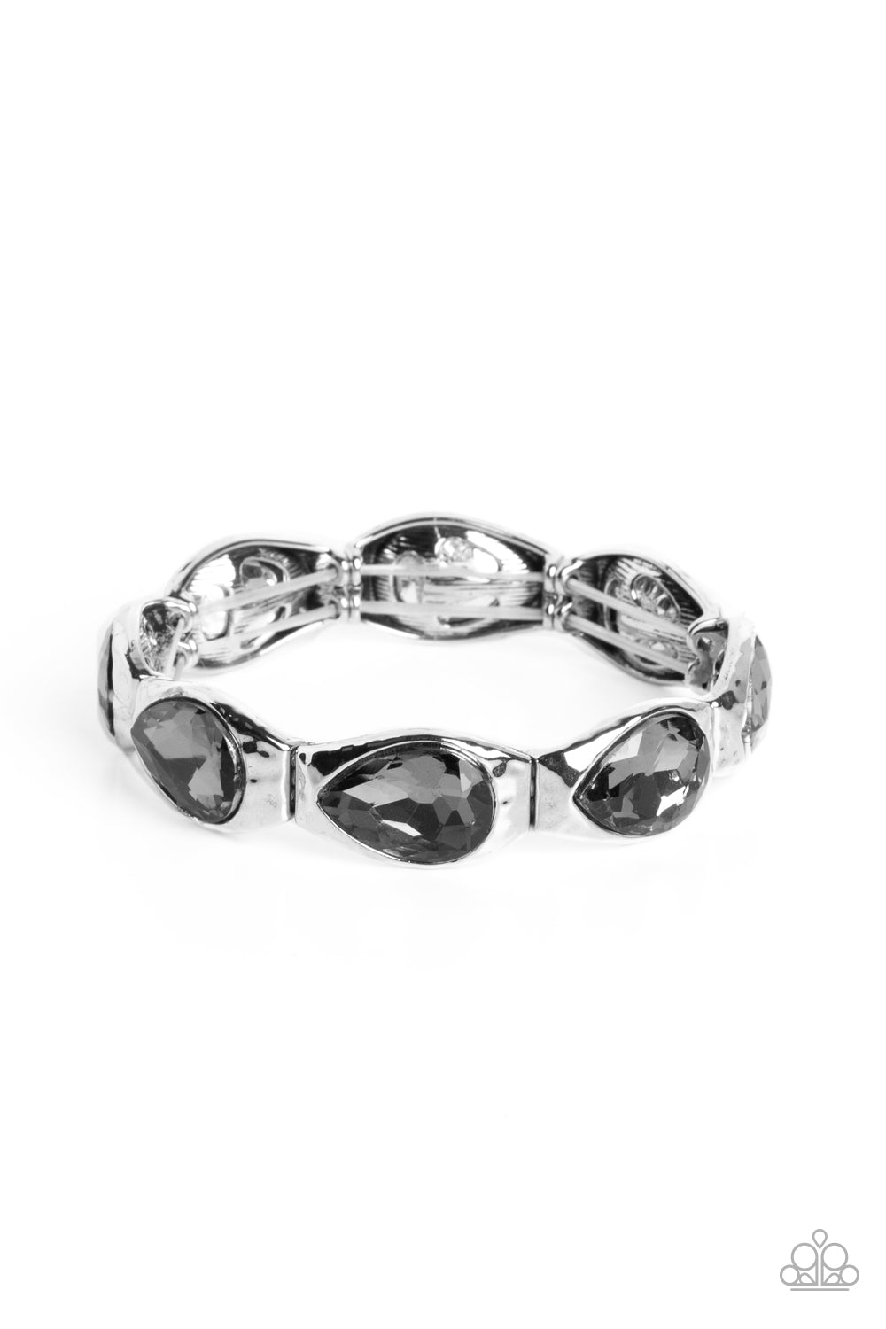Formal Fanfare - Silver Smoky Gem Silver Stretchy Bracelet