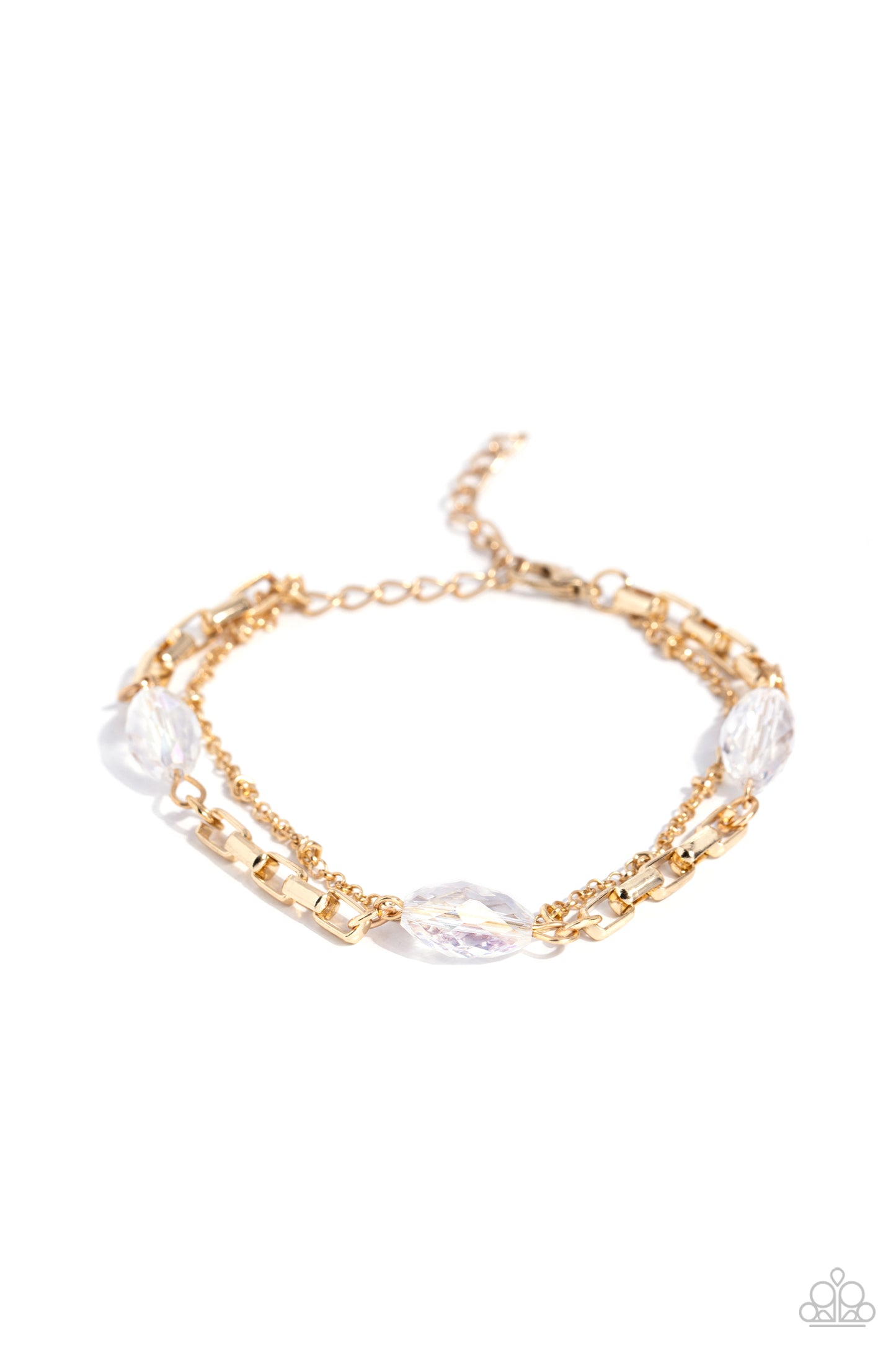 Business Brunch - Gold Chain White Crystal Clasp Bracelet