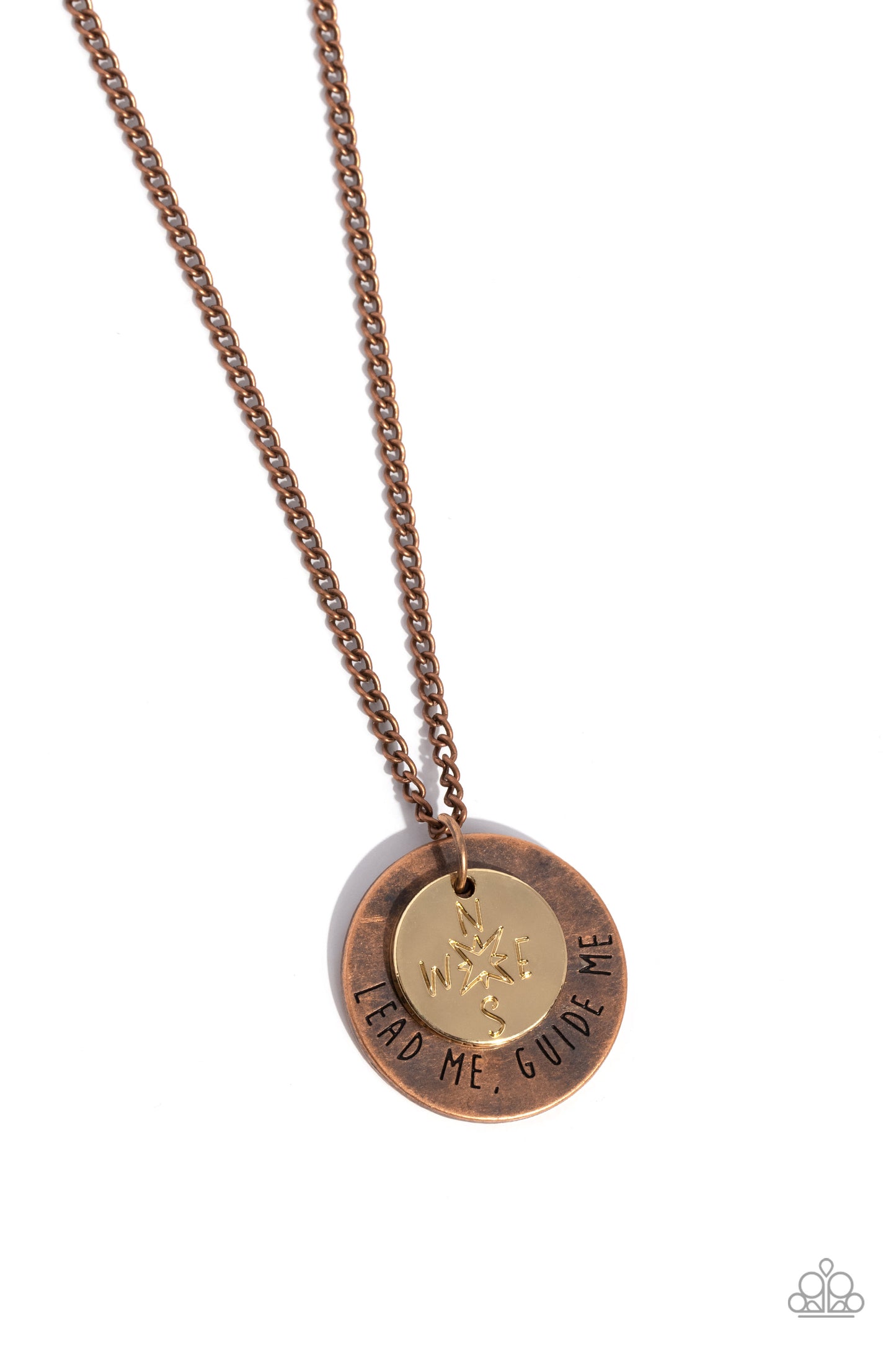 Gilded Guide - Copper and Gold Discs LEAD ME GUIDE ME Inspirational Short Necklace