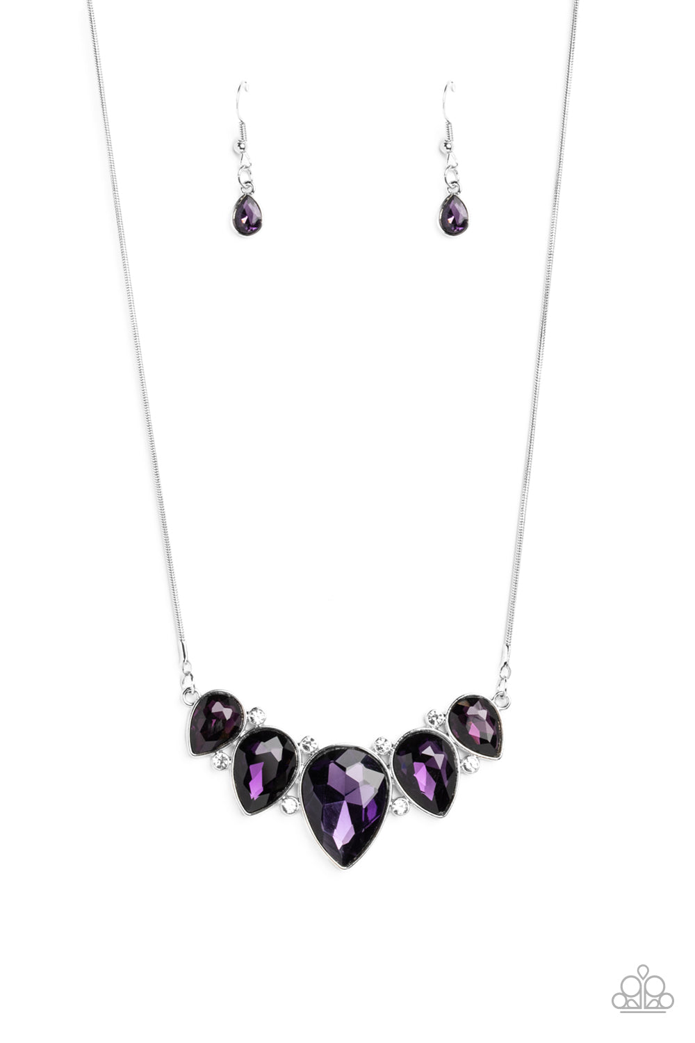 Regally Refined - Purple Gem Silver Short Necklace