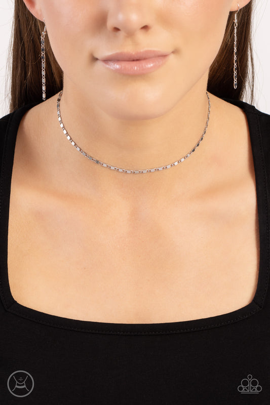 Minimalist Maiden - Silver Flat Link Choker Necklace