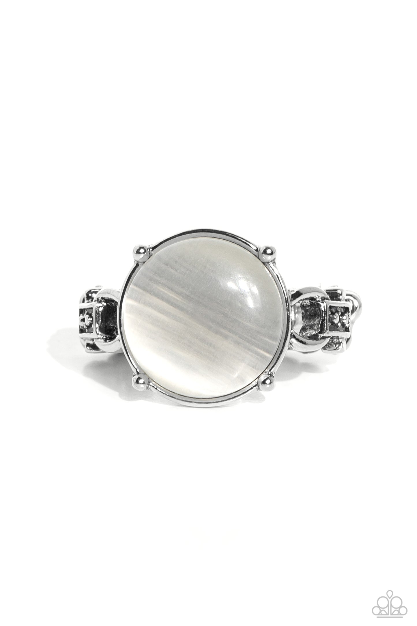 Upper Class Uniform - White Cat's Eye Silver Ring