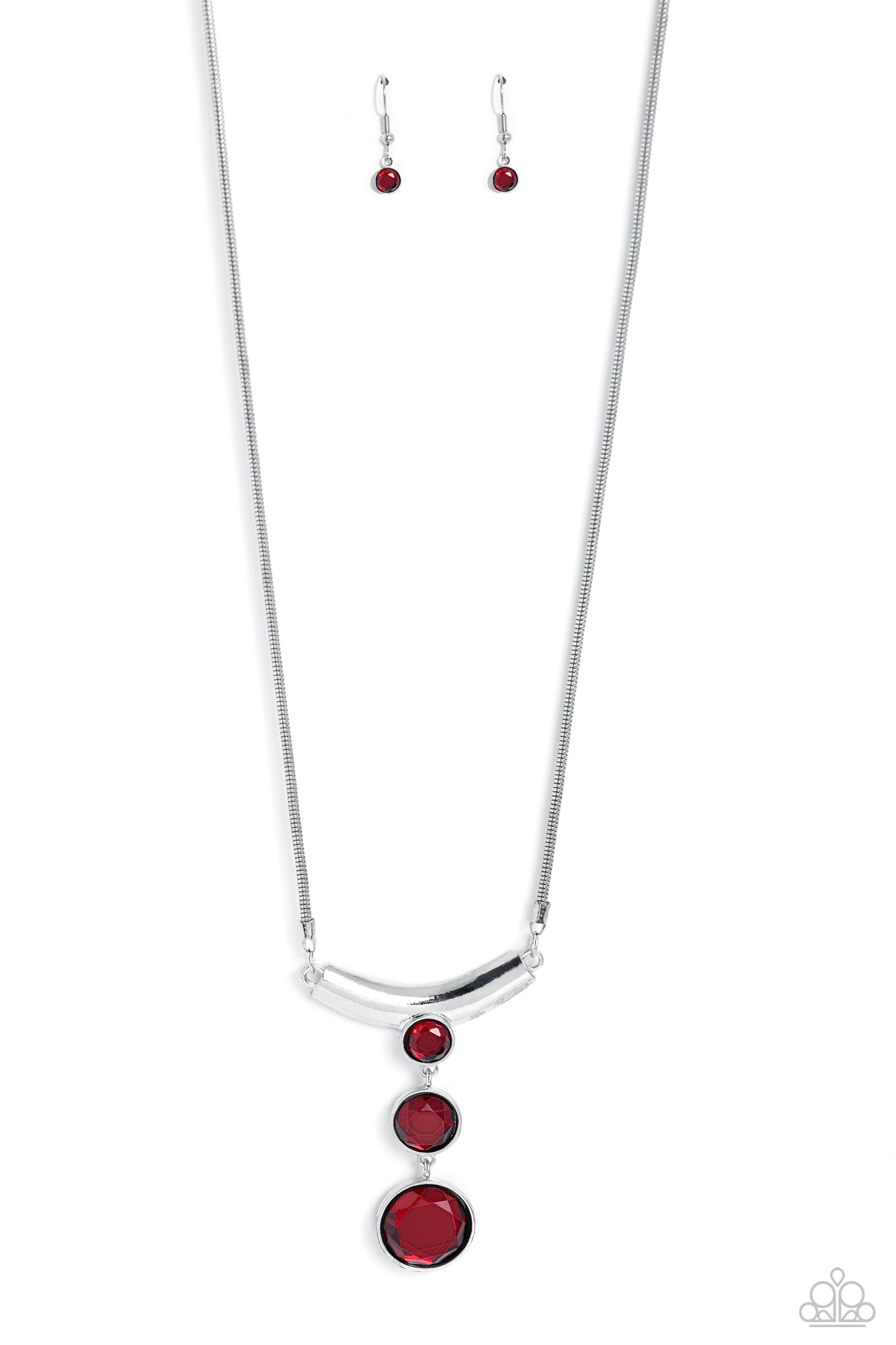 Alluring Andante - Red Gem Silver Short Necklace