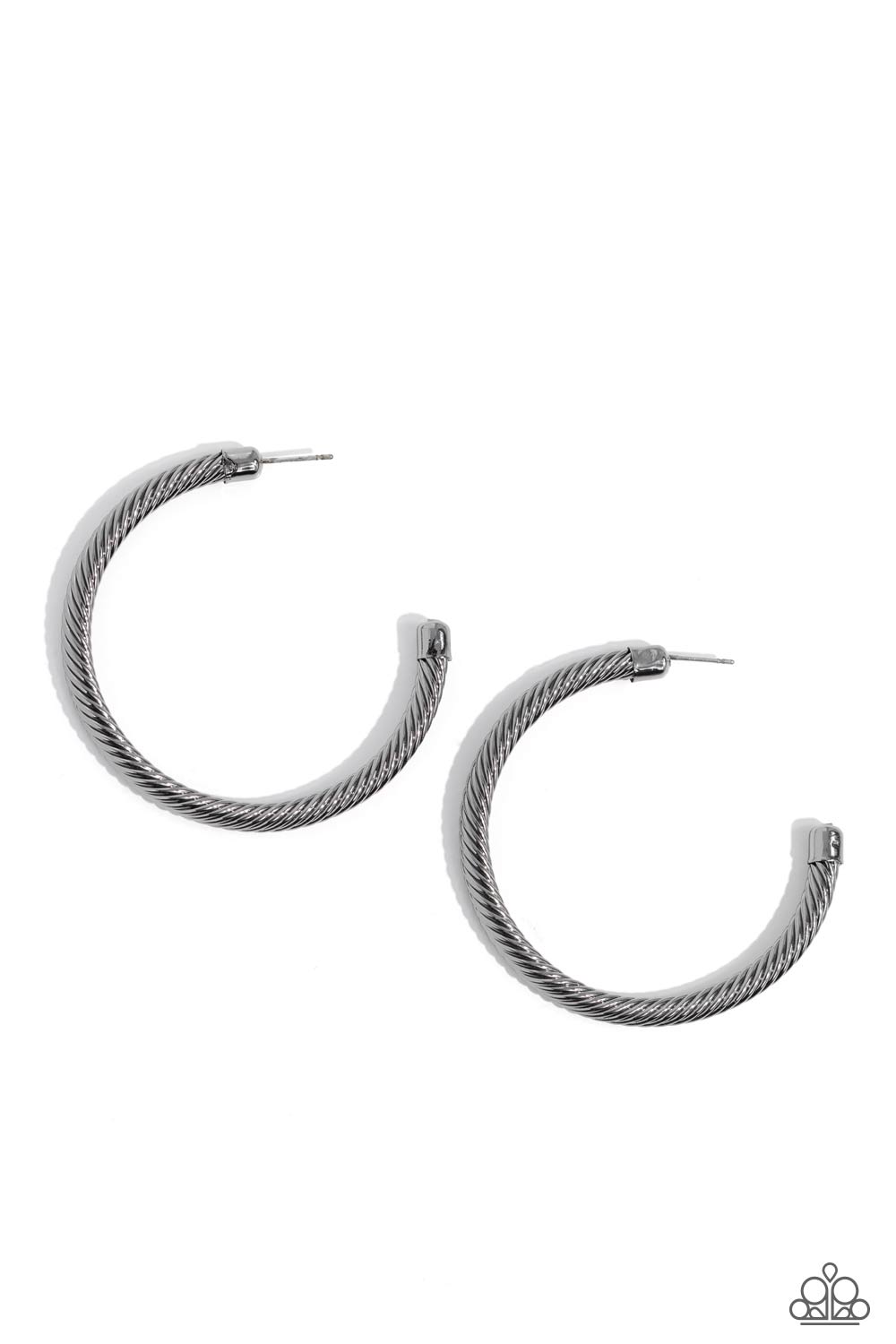 Roped in Radiance - Black Gunmetal Hoop, Post Earrings