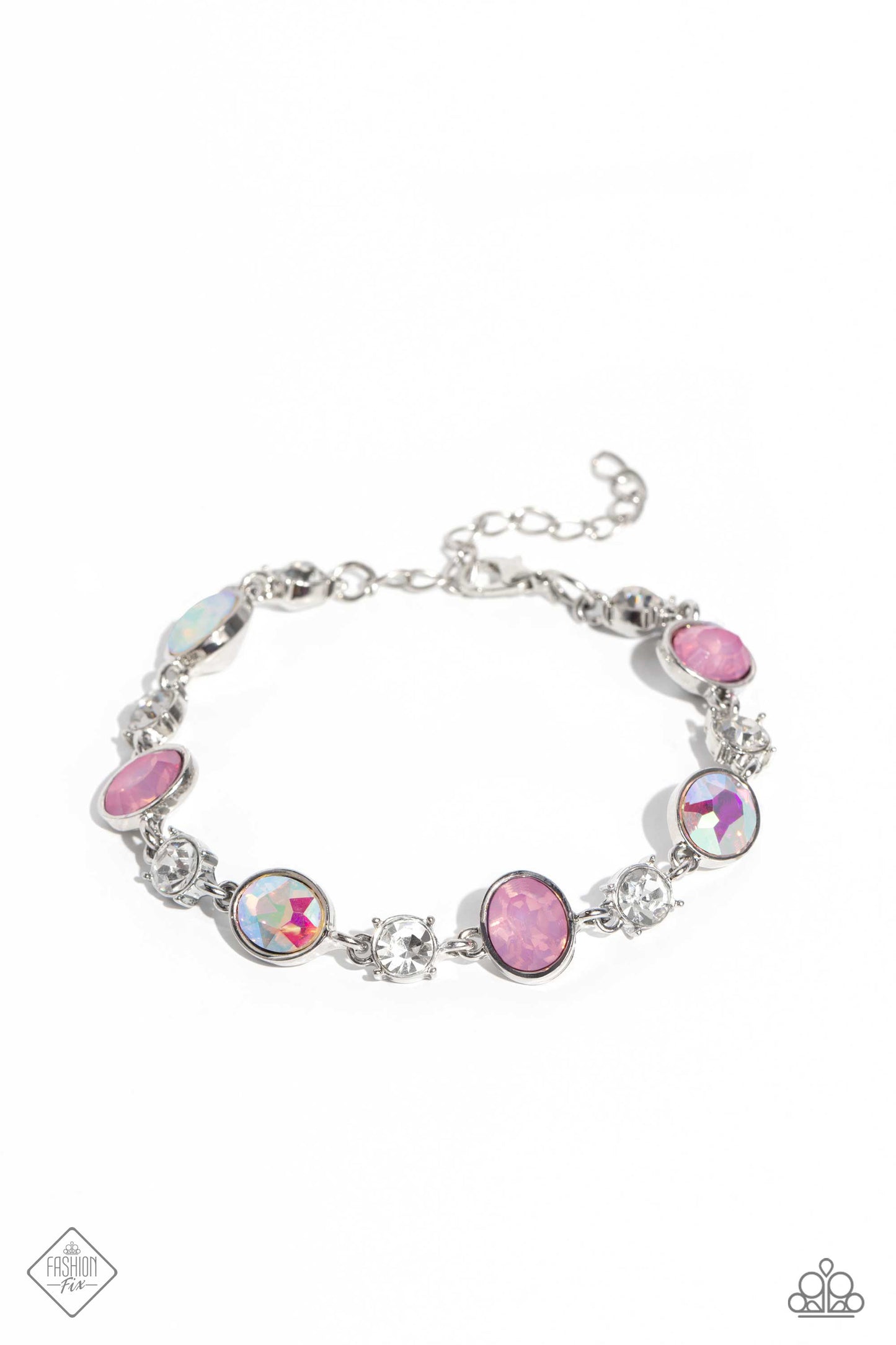 Ethereal Empathy - Multi Pink and Iridescent Gem Silver Bracelet - Fashion Fix