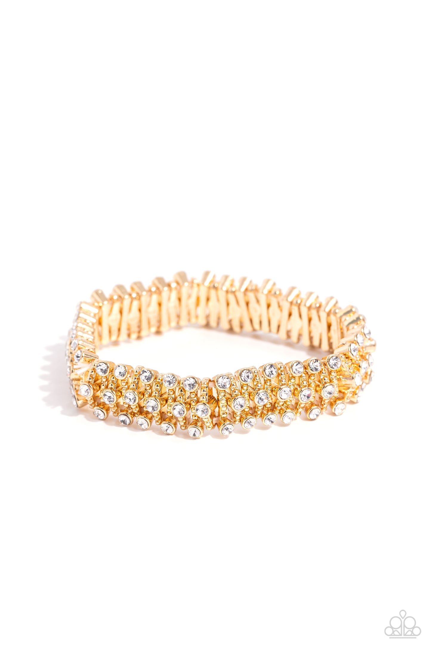 Corporate Confidence - Gold Rhinestone Stretchy Bracelet
