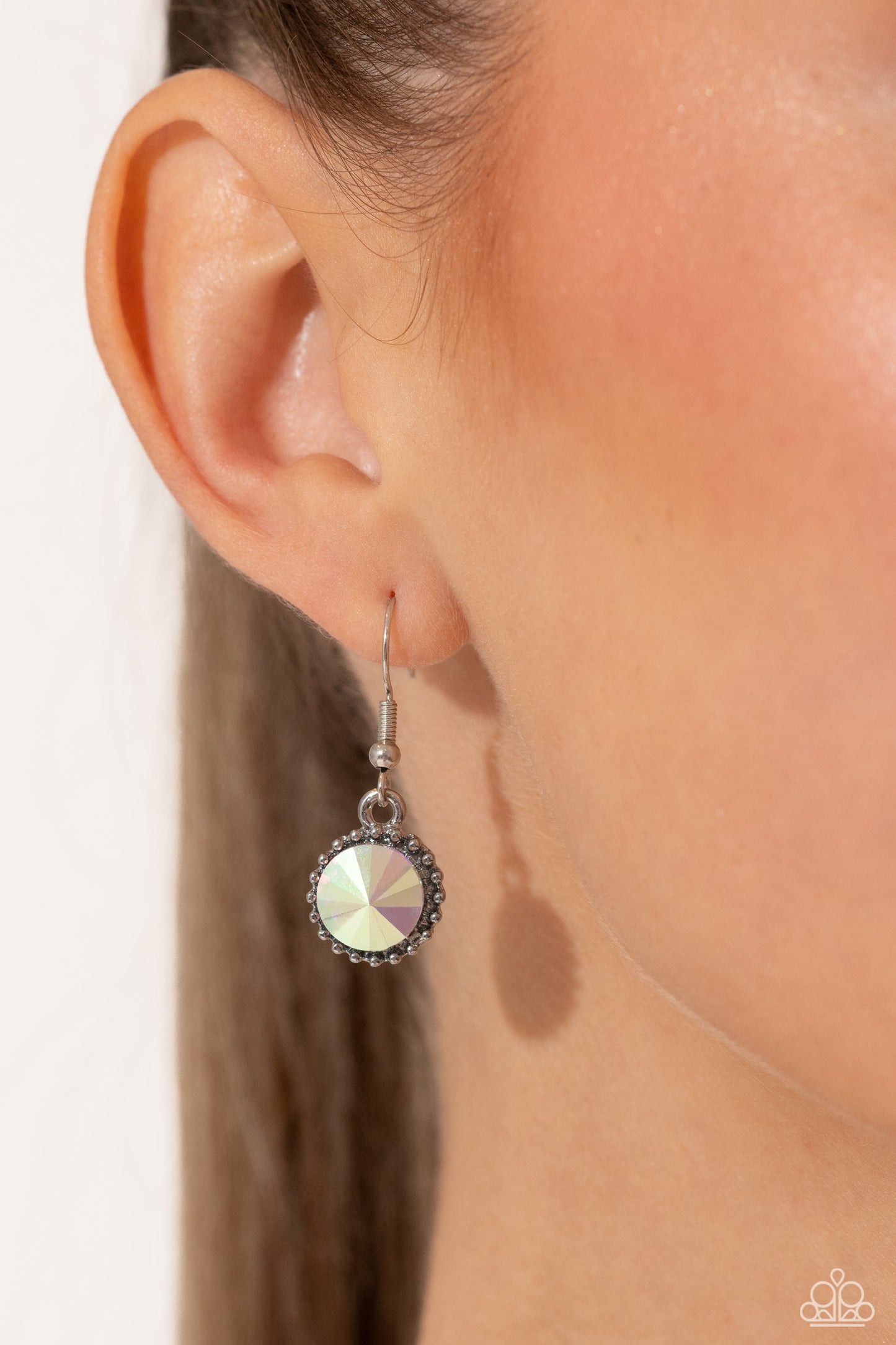 Dripping in Dazzle - Multi Iridescent Gem Silver Short Necklace - Life of the Party