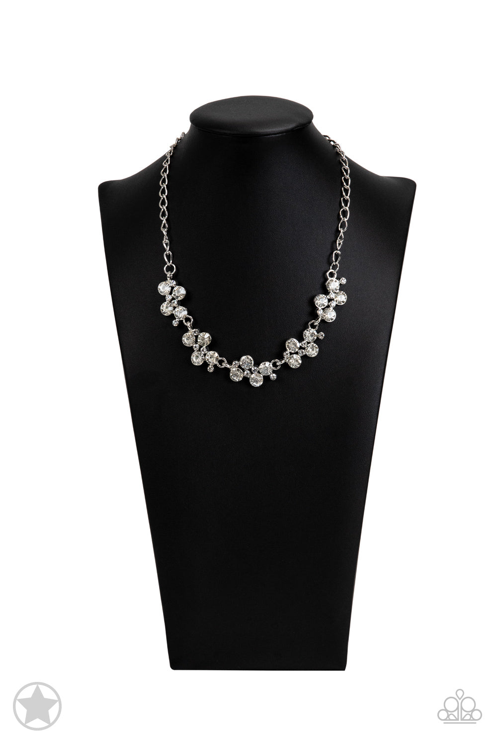 Hollywood Hills - White Rhinestone Blockbuster Short Necklace - Blockbuster
