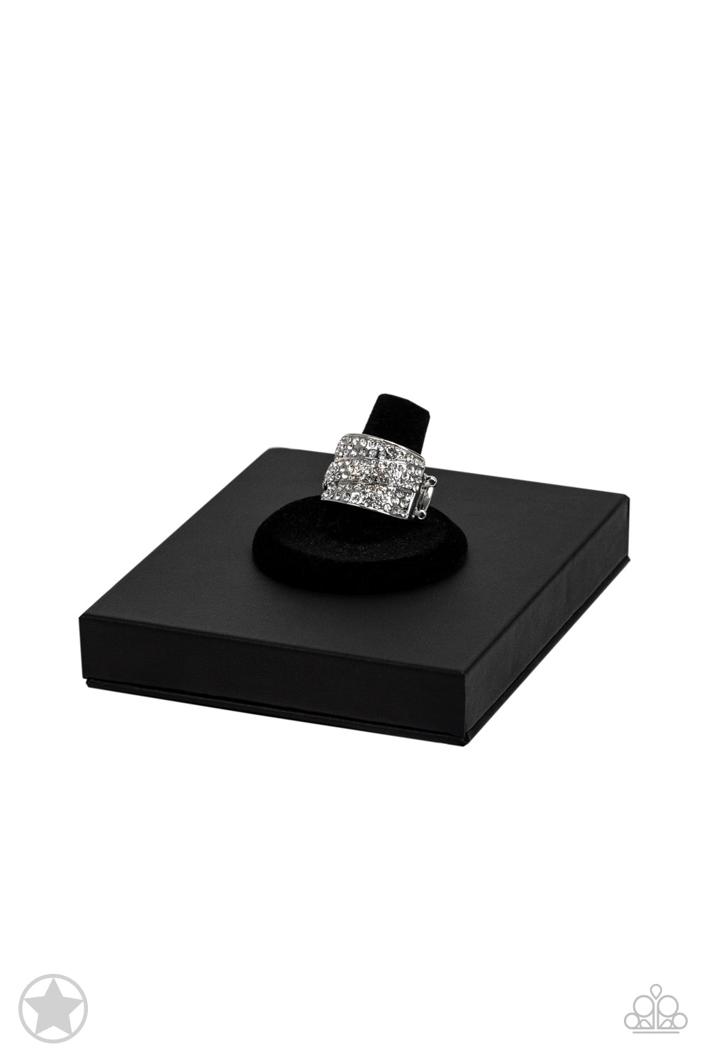 The Millionaires Club - White Rhinestone Silver Ring - Blockbuster