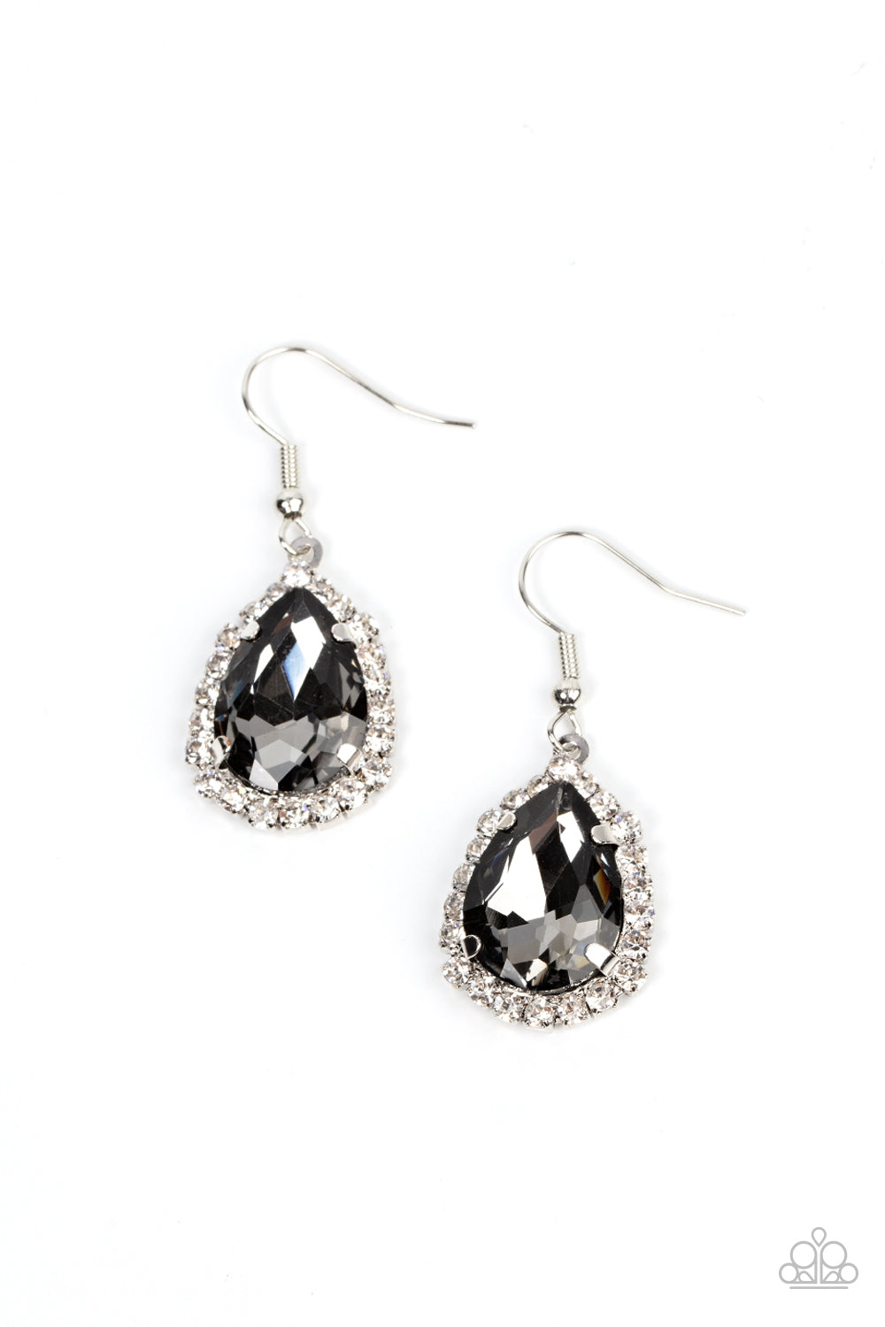 Bippity Boppity BOOM! - Silver Smoky Gem Teardrop Fishhook Earrings