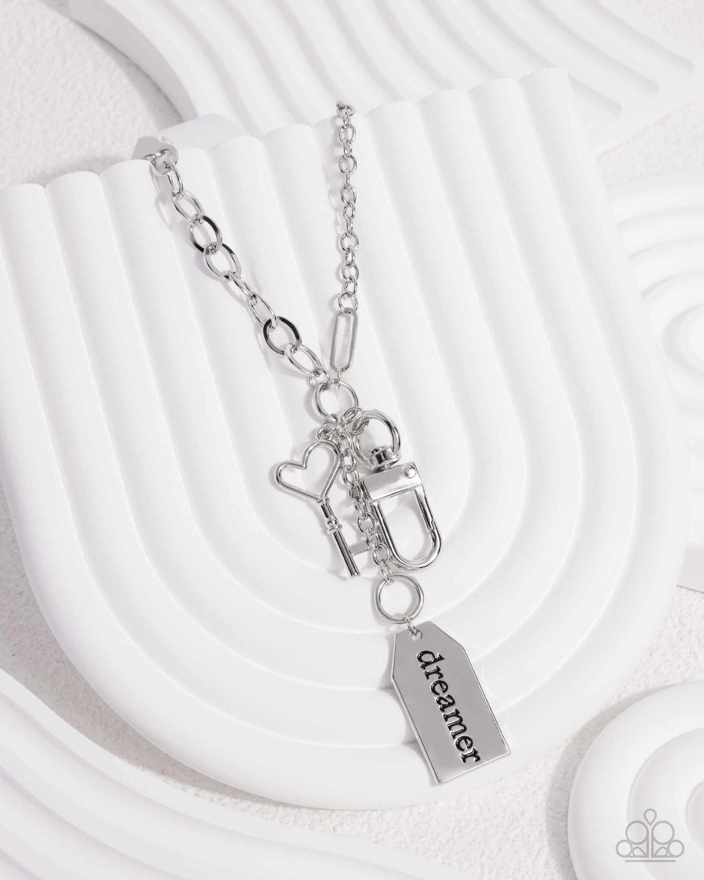 Dreamy Direction - Silver Dreamer Stamped Heart Key Lanyard Necklace - 2024 Convention Exclusive