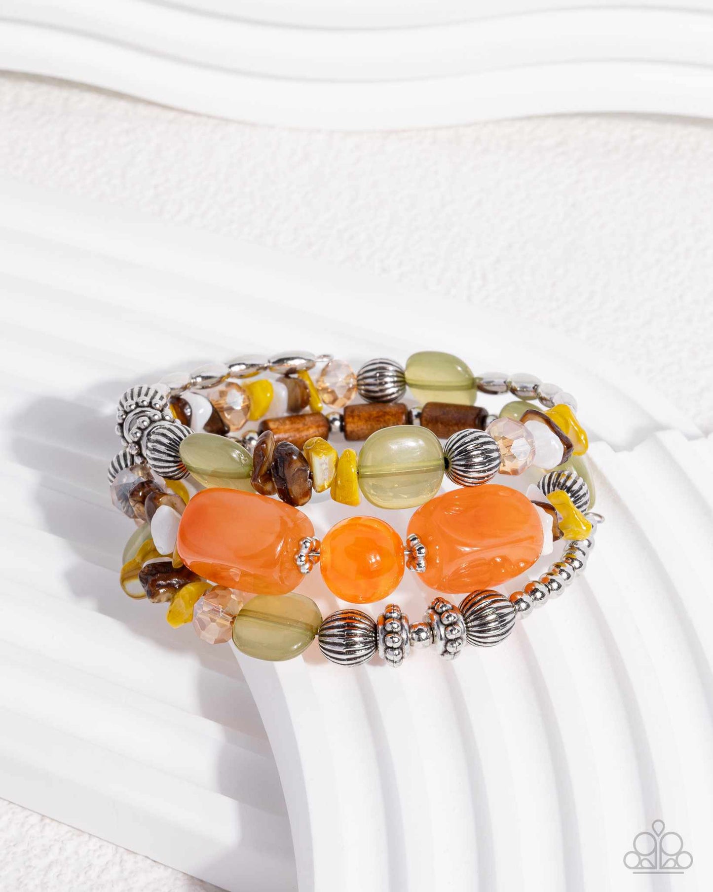 Feeling Alive - Multi Shell, Crystal, Wood, Acrylic and Silver Beads Earthy Coil Bracelet - 2024 Convention Exclusive