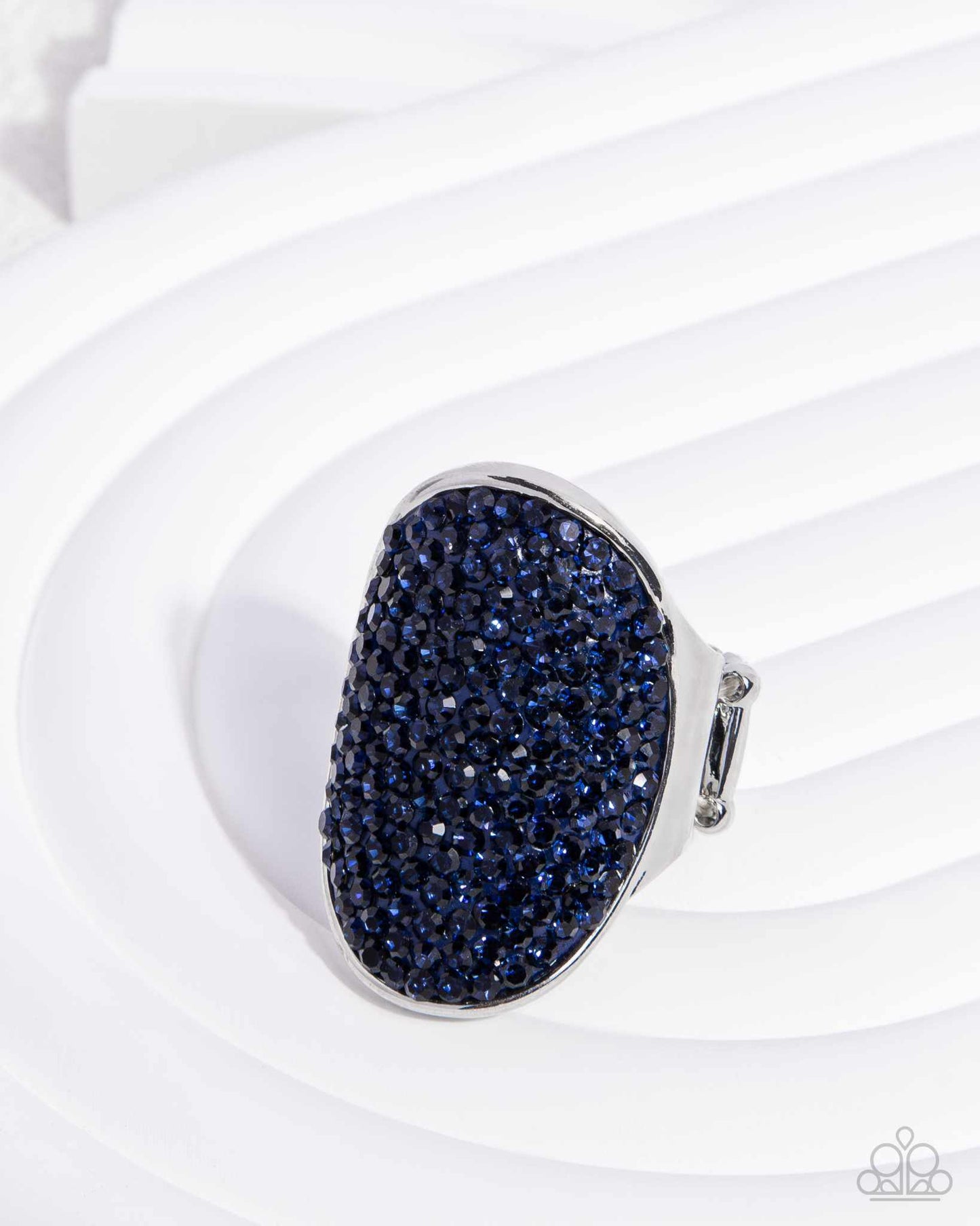 Exaggerated Elitist - Blue Rhinestone Druzy Silver Ring - 2024 Convention Exclusive