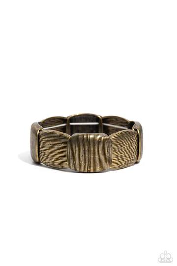 Prairie Block Party - Brass Square Stretchy Bracelet