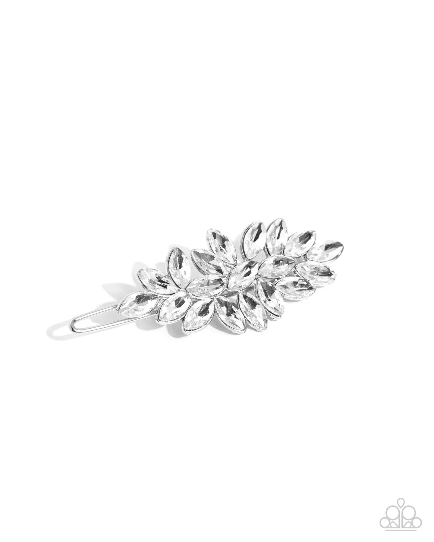 Royal Roulette - White Rhinestone Hair Clip