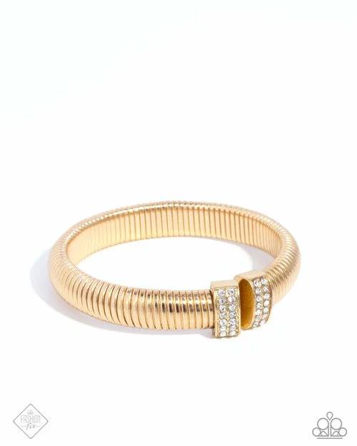 Tailored Transit - Gold Flex Cuff Coil Bracelet - Fashion Fix