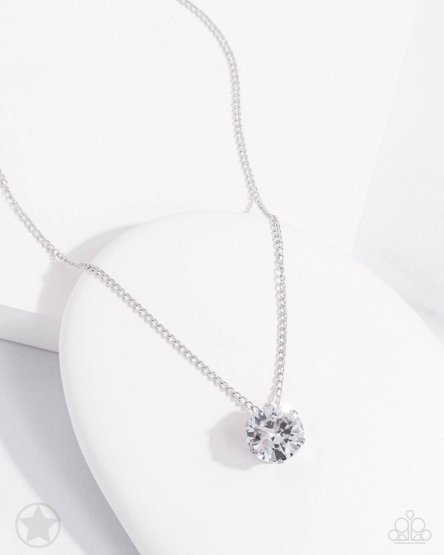 What A Gem - White Rhinestone Short Pendant Necklace - Blockbuster