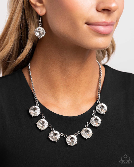 The SHOWCASE Must Go On - White Gem Silver Short Necklace