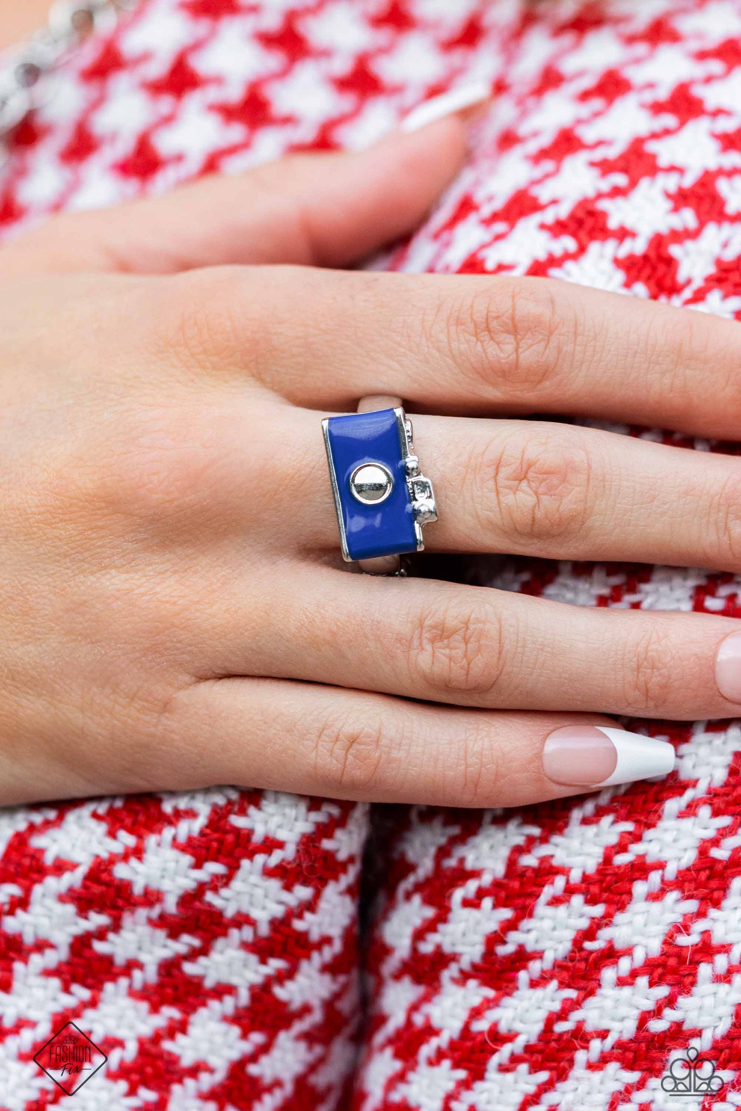 Tourist Timestamp - Blue and Silver Cameral Ring - Fashion Fix