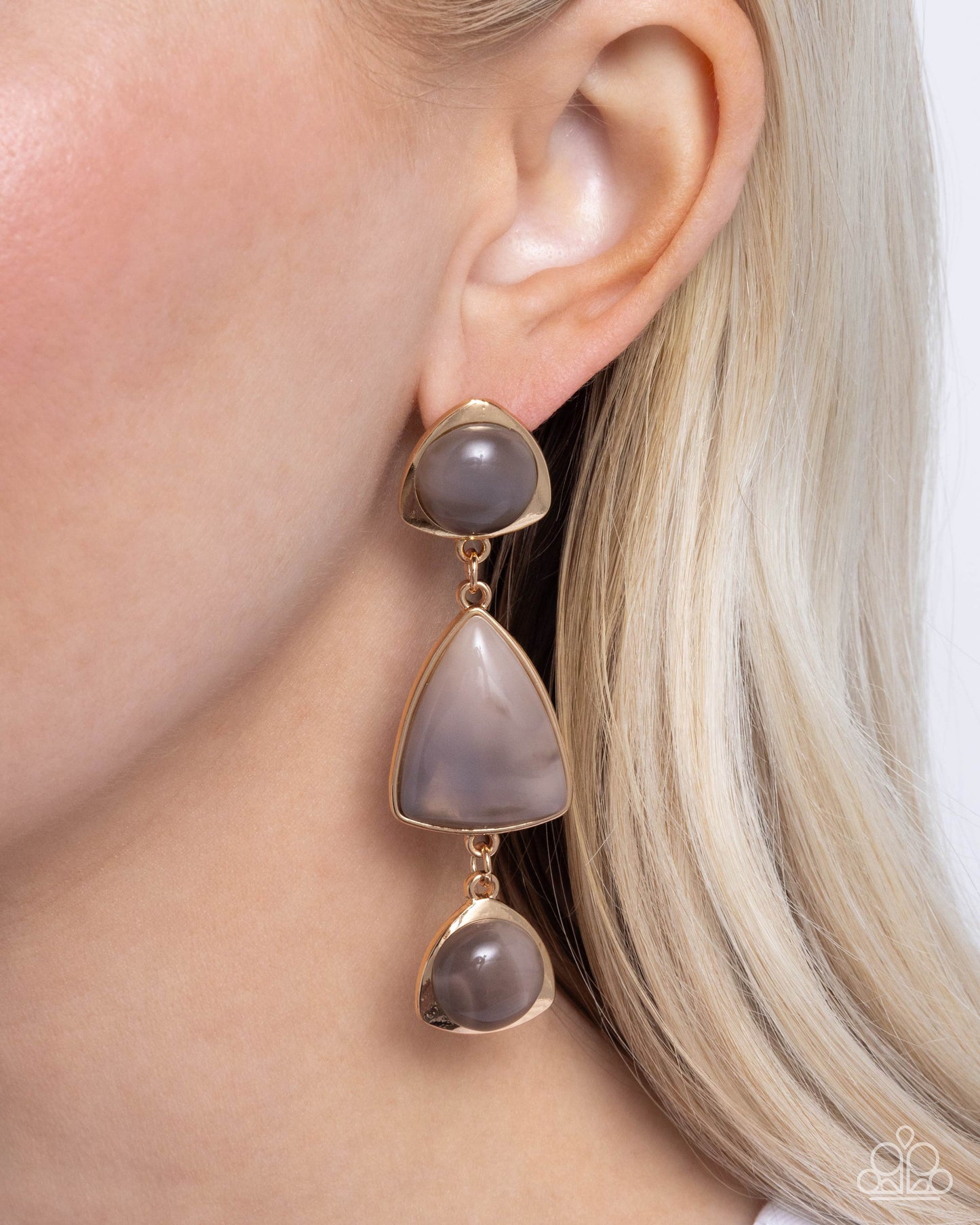 Foreign Exchange - Brown Acrylic Bead Gold Frame Post Earrings