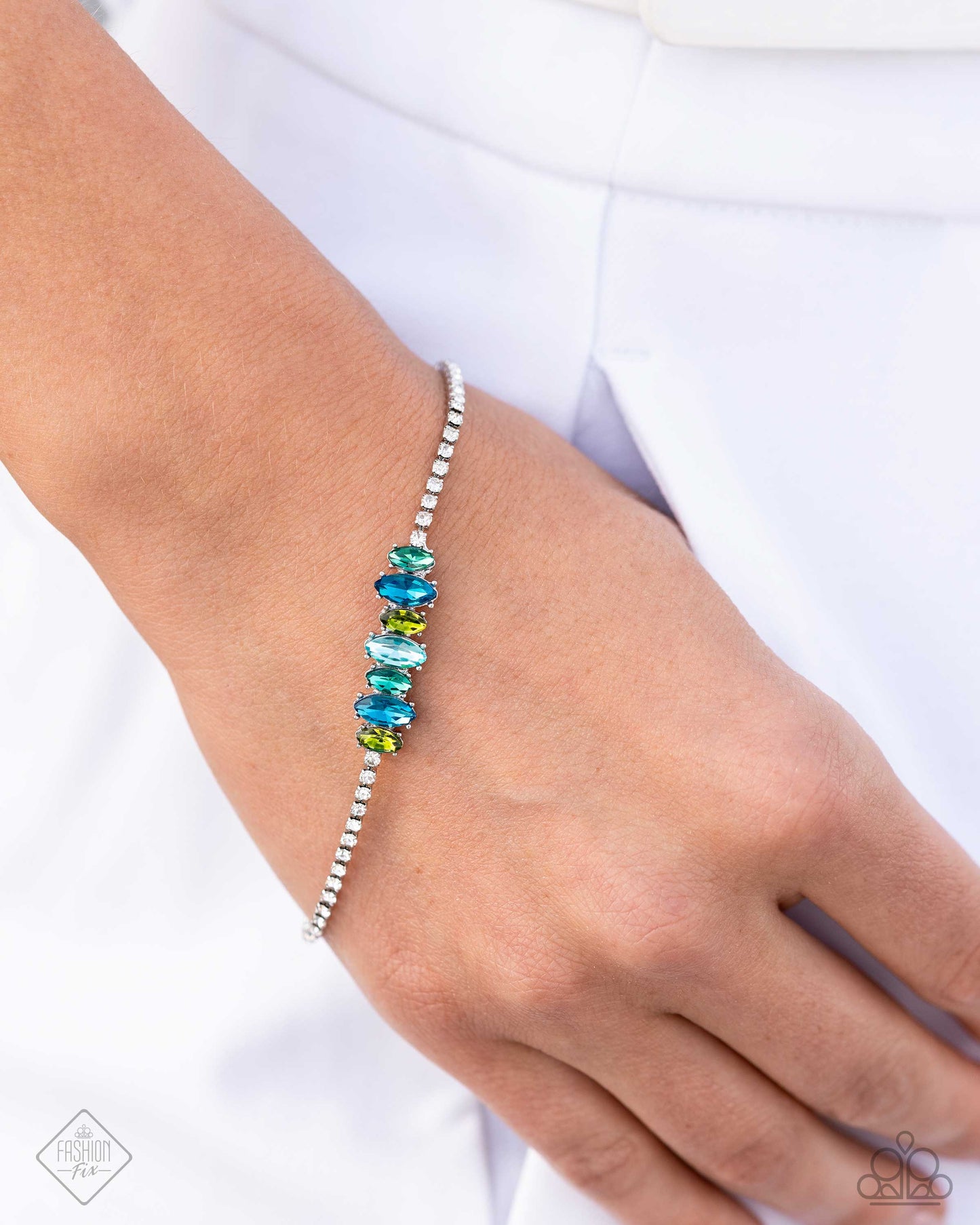 Feminine Faith - Blue Gem Silver Bracelet - Fashion Fix