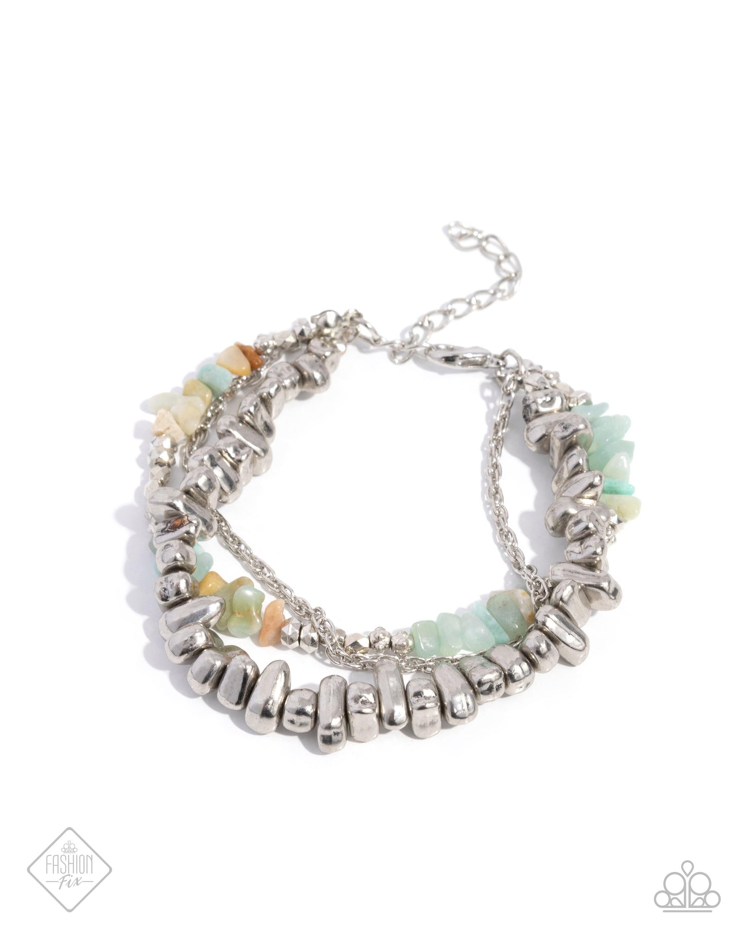 Sahara Serenade - Multi Color Stone Silver Bead Clasp Bracelet - Fashion Fix