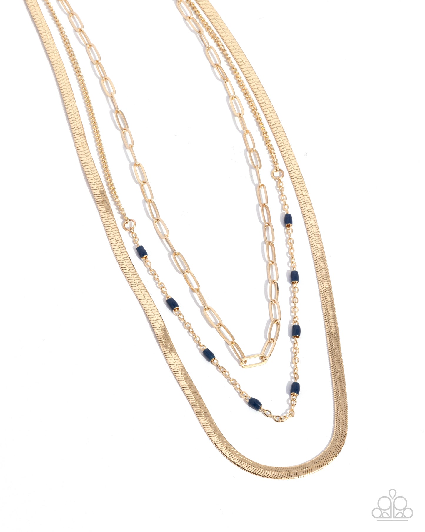 Mismatched Magic - Blue Bead Gold Layered Short Necklace