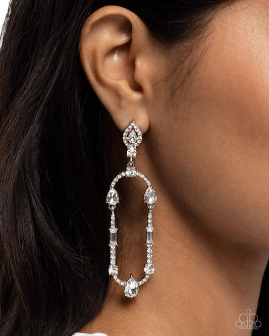 Hard to Forget - White Rhinestone Silver Post Earrings