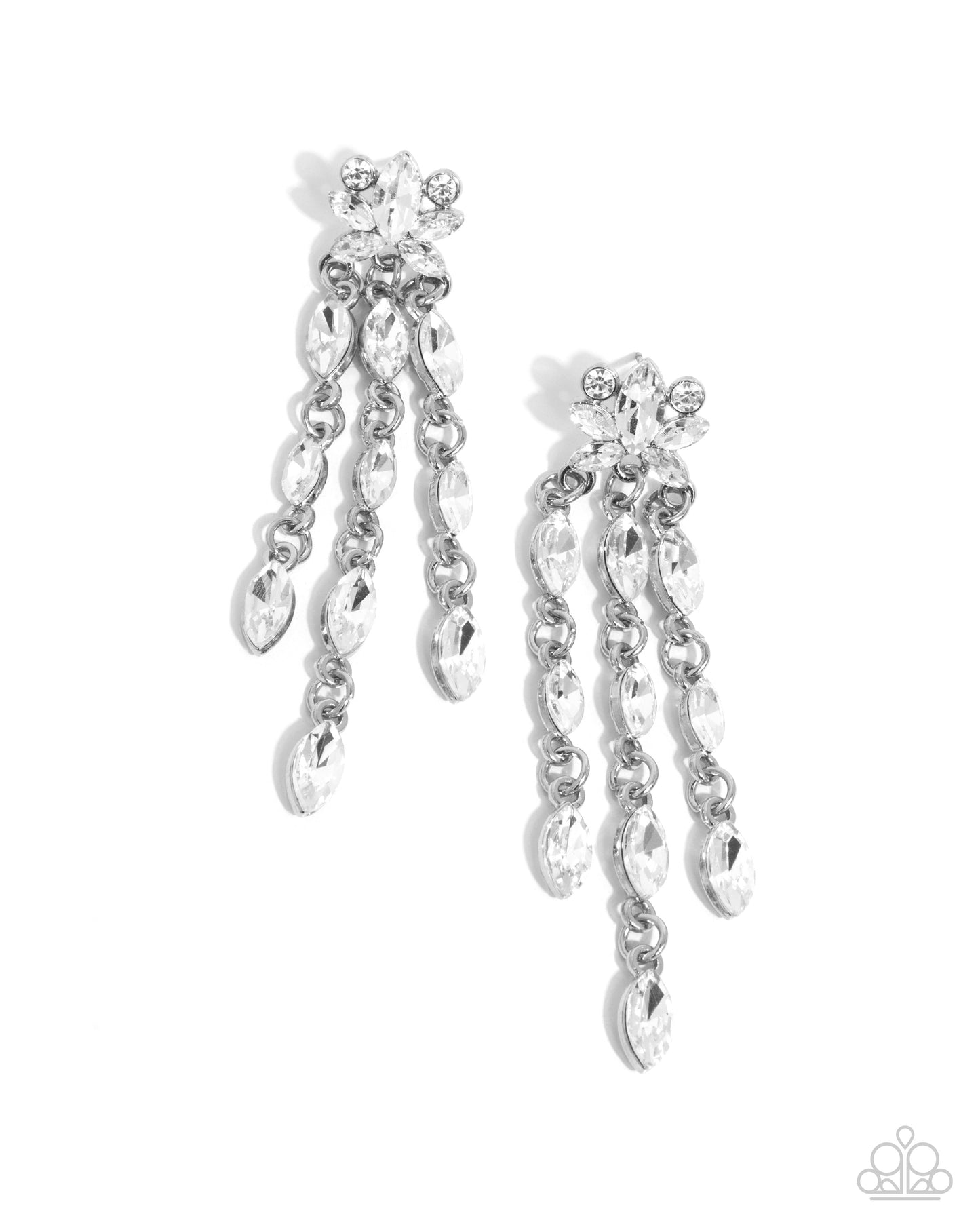 Lively Lure - White Gem Silver Post Earrings