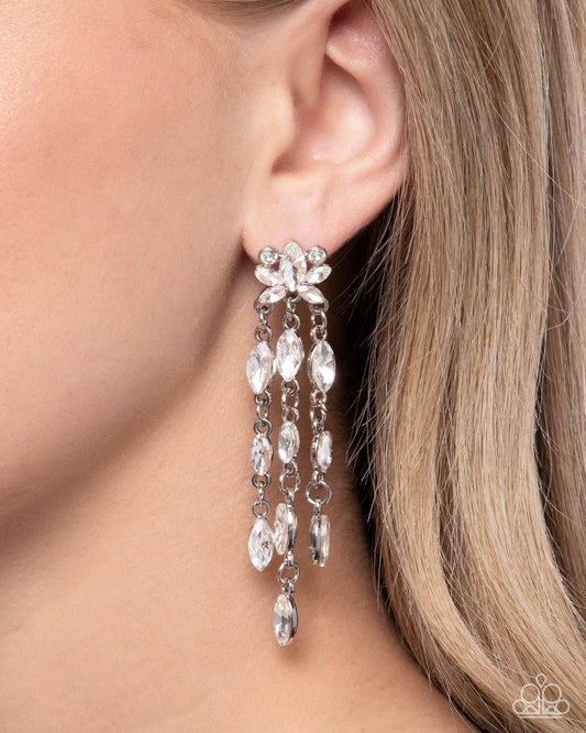 Lively Lure - White Gem Silver Post Earrings