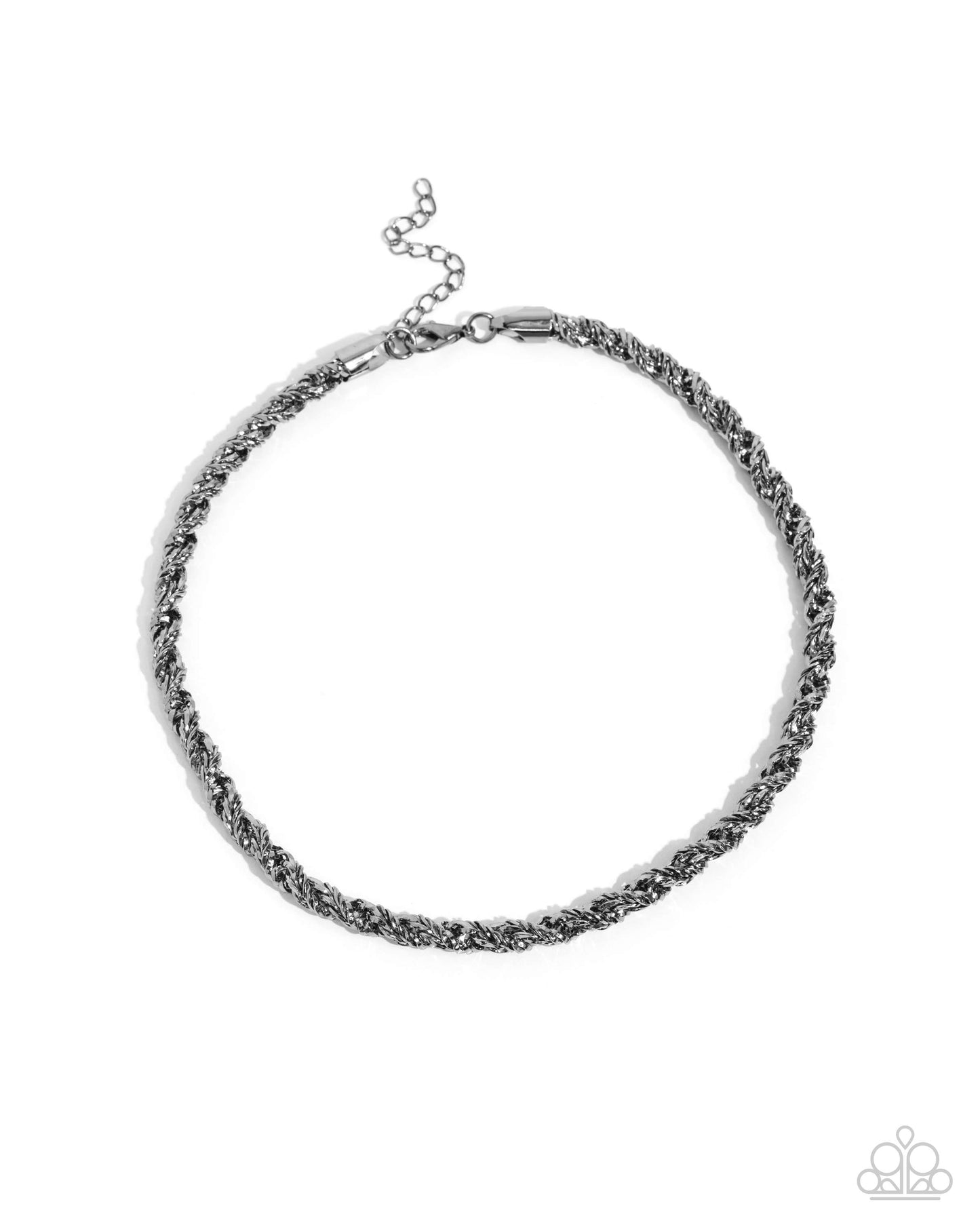 Edgy Etching - Black Gunmetal Choker Necklace