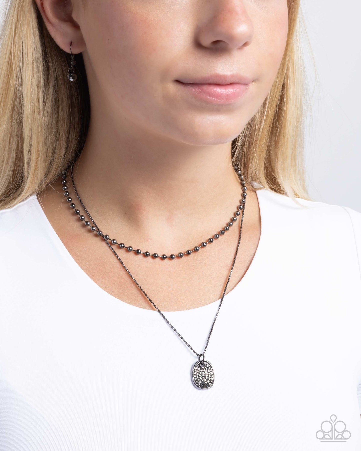 Lyrical Luminescence - Black Gunmetal Hematite Rhinestone Short Necklace