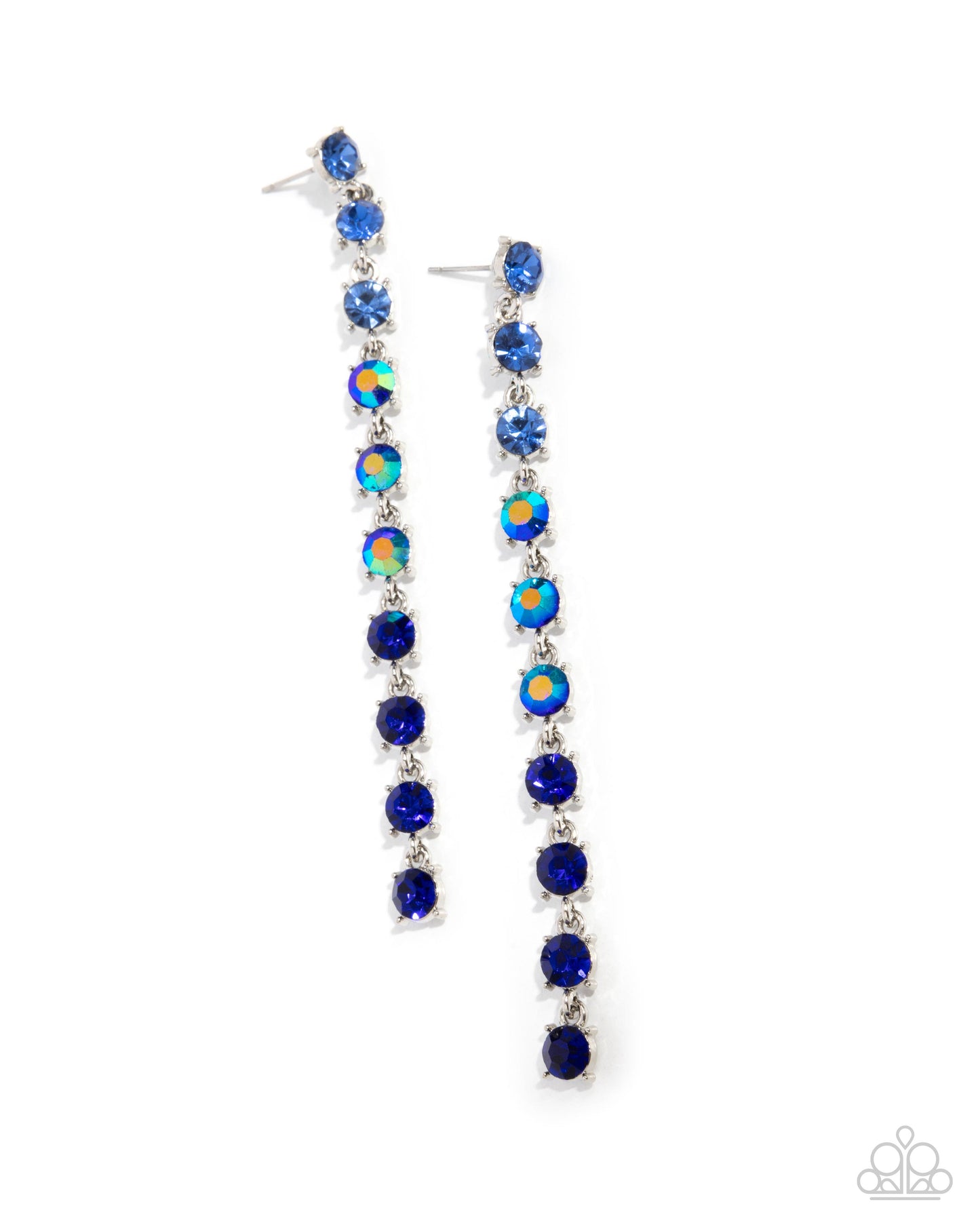 Opulent Ombre - Blue Rhinestone Silver Post Earrings