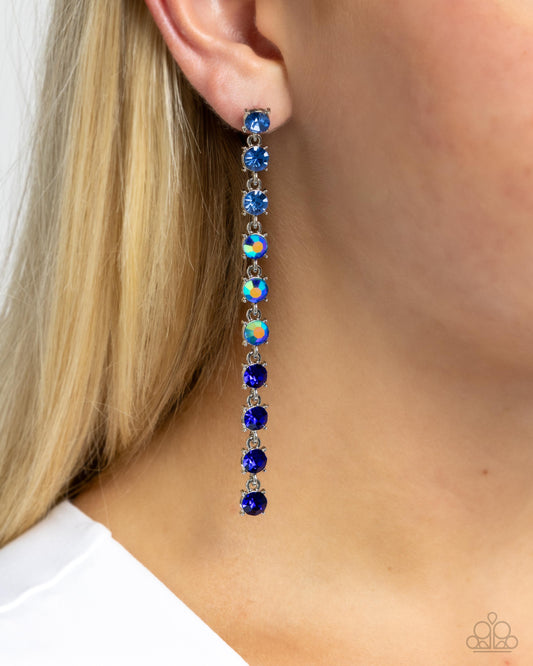 Opulent Ombre - Blue Rhinestone Silver Post Earrings